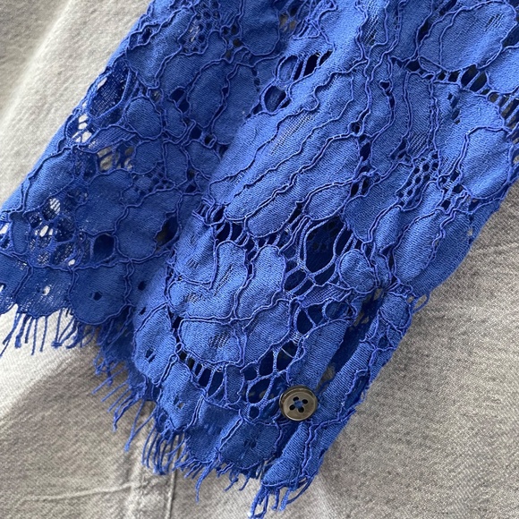 J Crew Long-Sleeve Dress in Floral Lace Style E5036 Blue - Picture 3 of 5